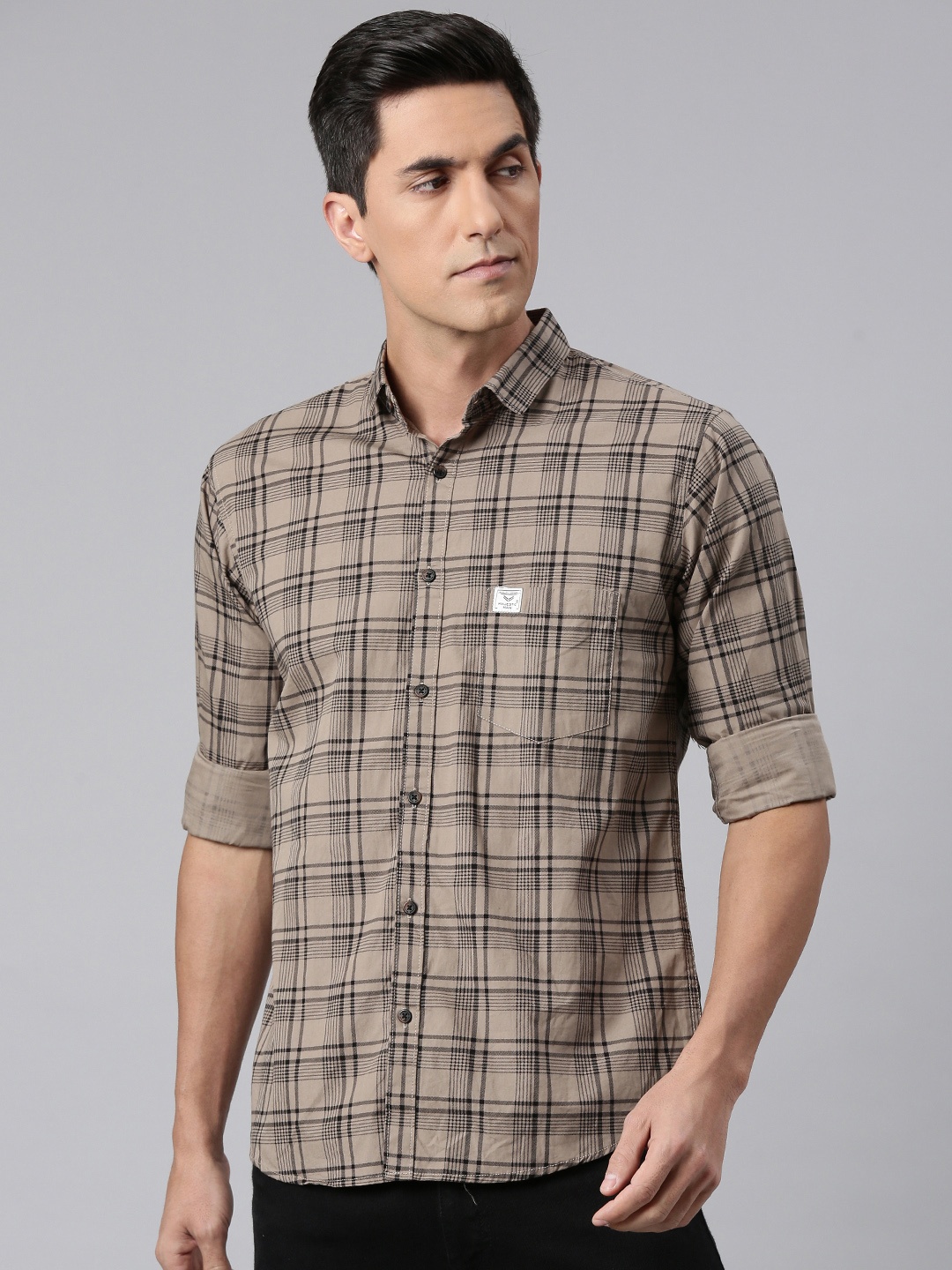 

Majestic Man Comfort Slim Fit Tartan Checked Casual Shirt, Brown