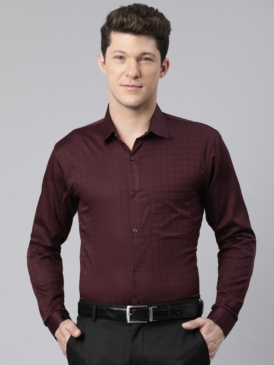 

Majestic Man Men Comfort Slim Fit Pure Cotton Formal Shirt, Maroon