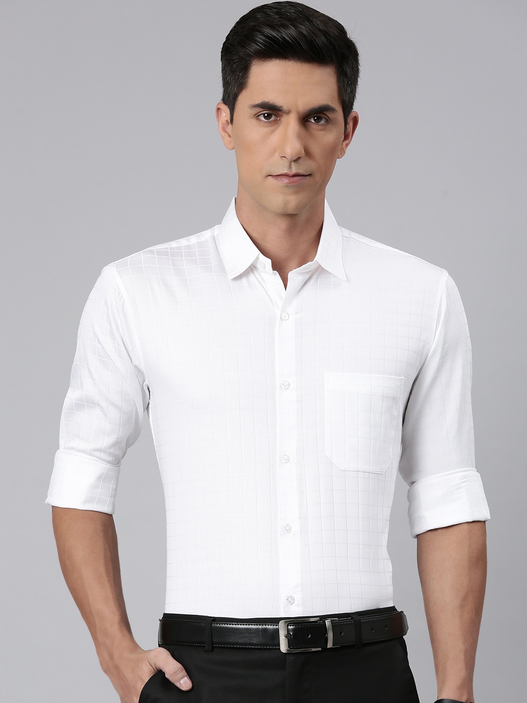 

Majestic Man Comfort Slim Fit Opaque Cotton Formal Shirt, White