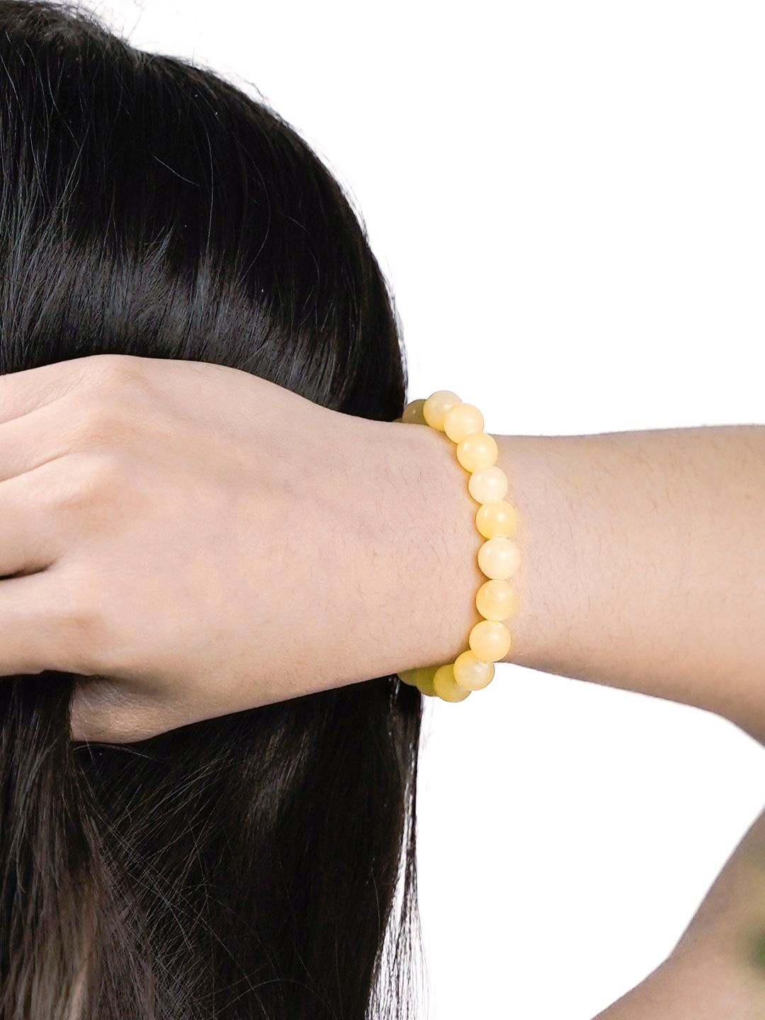 

SWASHAA Yellow Calcite Agate Elasticated Bracelet