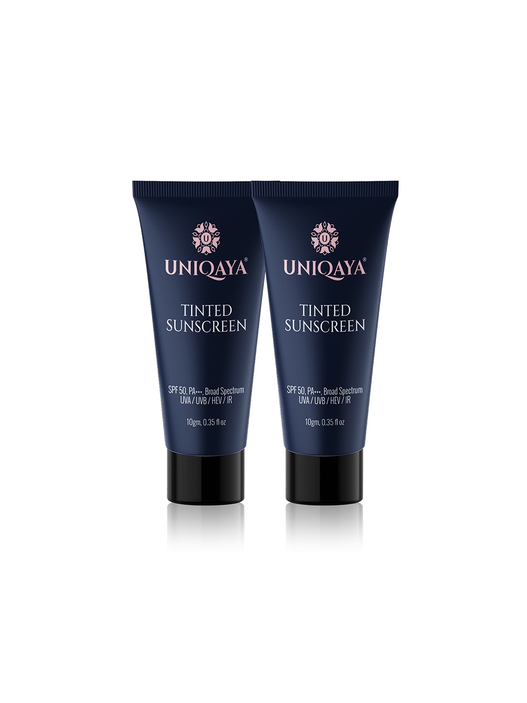 

UNIQAYA Set Of 2 Tinted Broad Spectrum Sunscreen SPF50 PA+++ - 10g Each, Navy blue