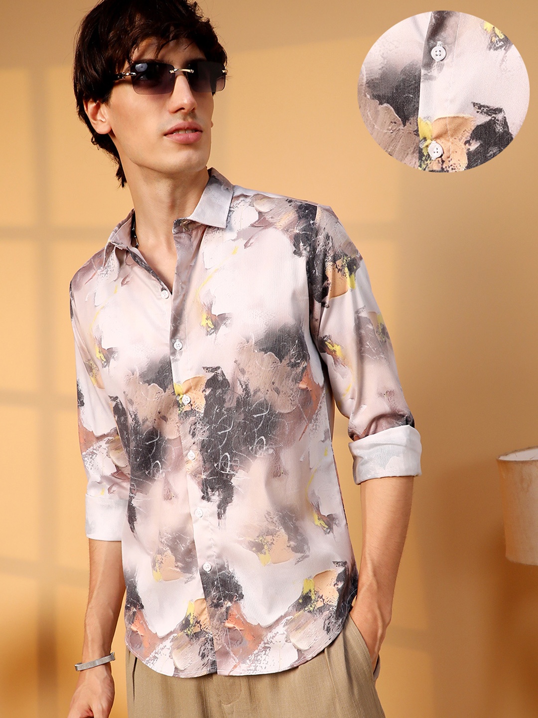 

Campus Sutra Men Comfort Spread Collar Abstract Printed Casual Shirt, Multi