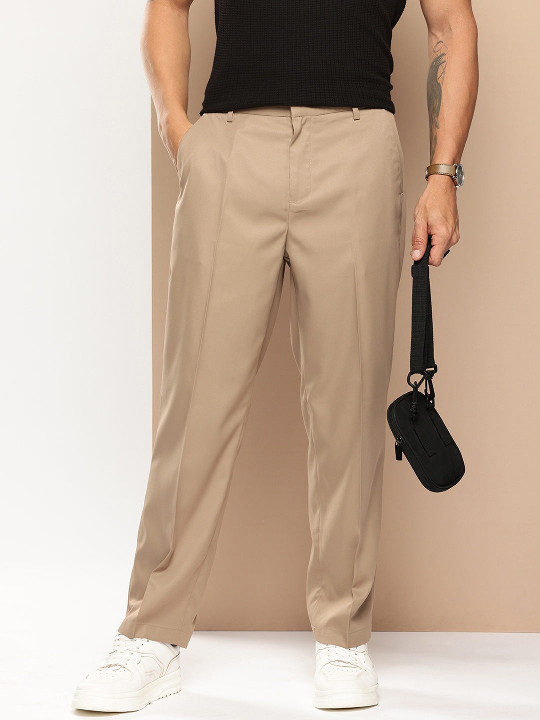 

encore by INVICTUS Men Regular Semiformal Trousers, Khaki