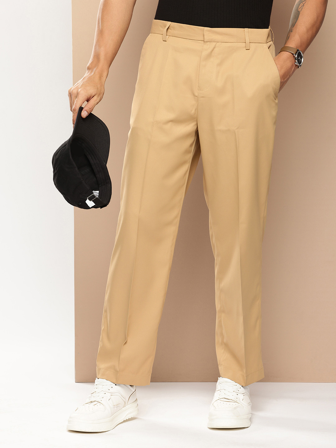 

encore by INVICTUS Men Regular Semiformal Trousers, Khaki
