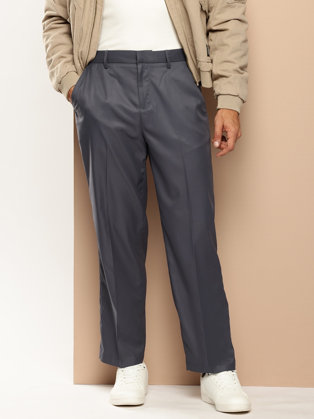 

encore by INVICTUS Men Regular Trousers, Charcoal
