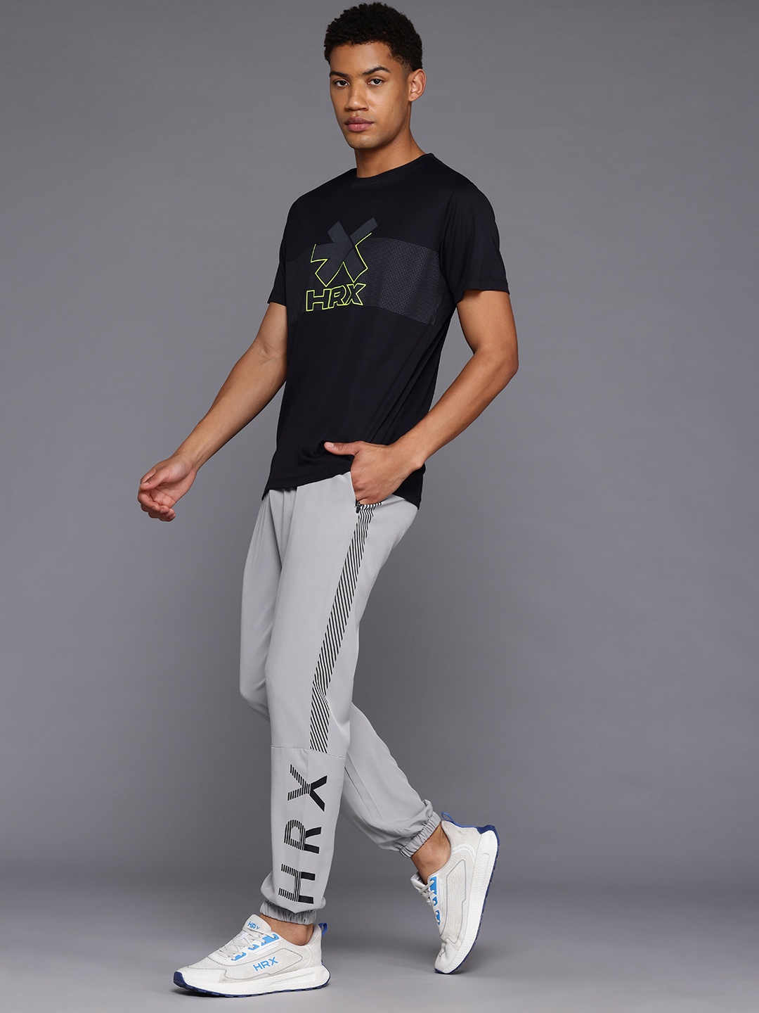 

HRX by Hrithik Roshan Men Printed Rapid-Dry Running Joggers, Grey