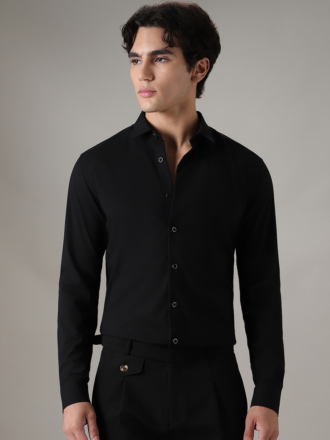 

Banana Club Men Relaxed Slim Fit Opaque Casual Shirt, Black