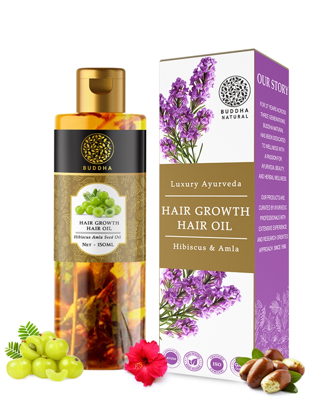 

BUDDHA NATURAL Hair Regrowth Hair Oil With Amla- 150ml, Gold