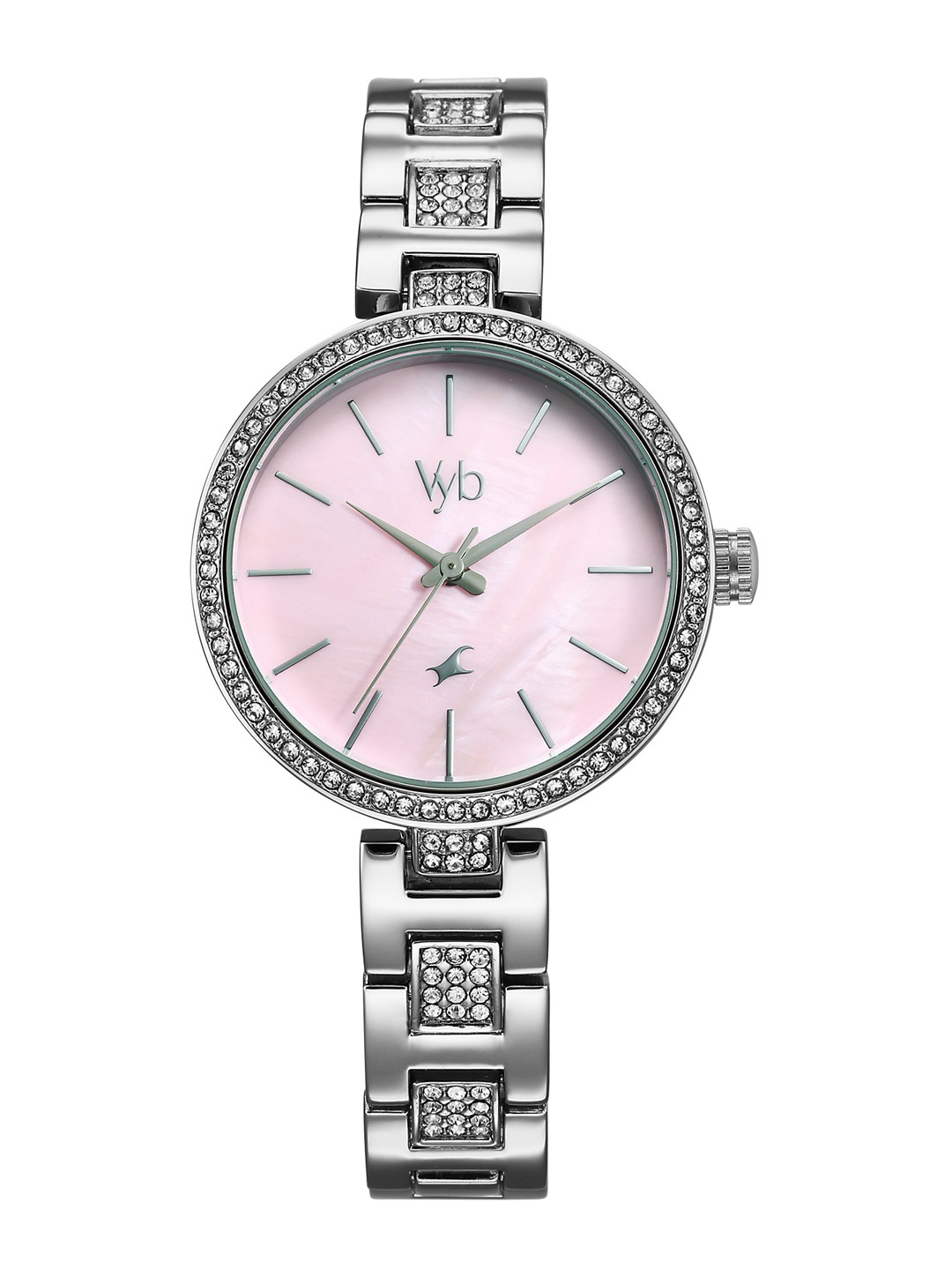 

Fastrack Women Vyb Diva Dial & Bracelet Style Straps Analogue Watch FV60055SM01W, Pink