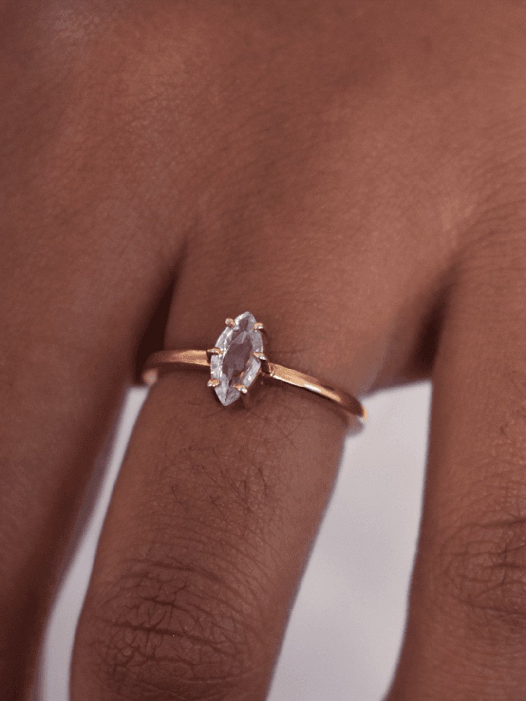 

Anushka Jain Jewellery 925 Sterling Silver Gold Plated Cubic Zirconia Marquise Finger Ring