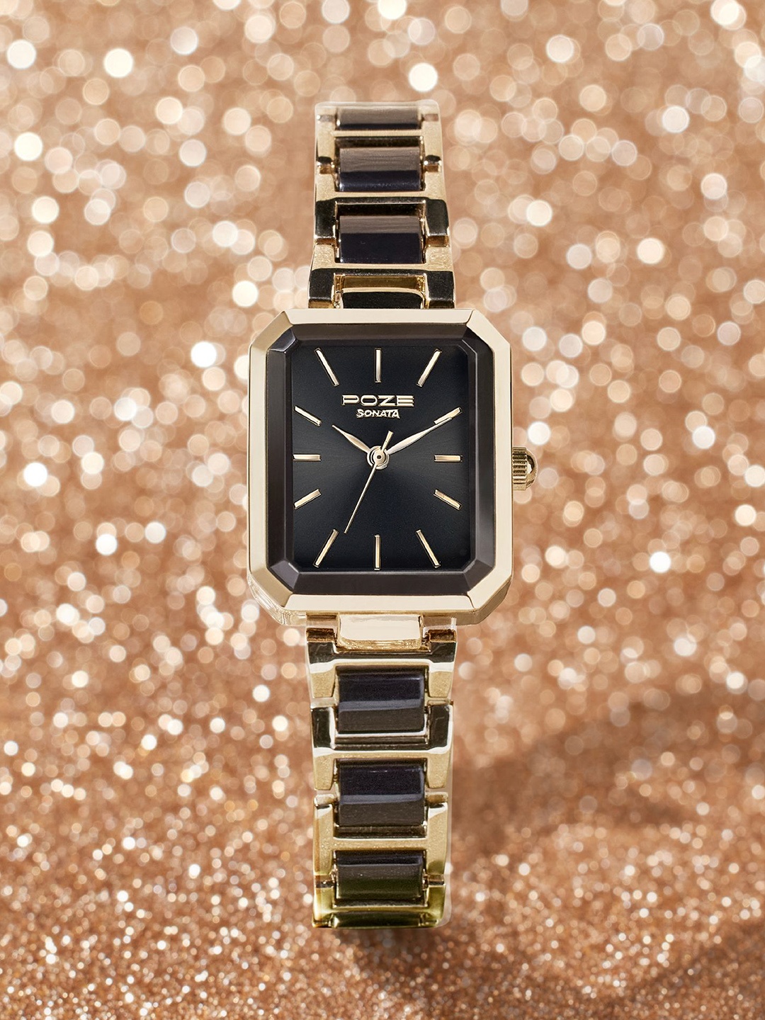 

Sonata Women Poze Dial & Bracelet Style Straps Analogue Watch SP80094KD02W, Black