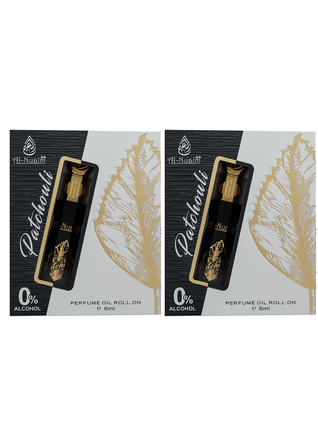 

Al-Nuaim Set of 2 Patchouli Long Lasting Roll On Attar - 6 ml Each, Black