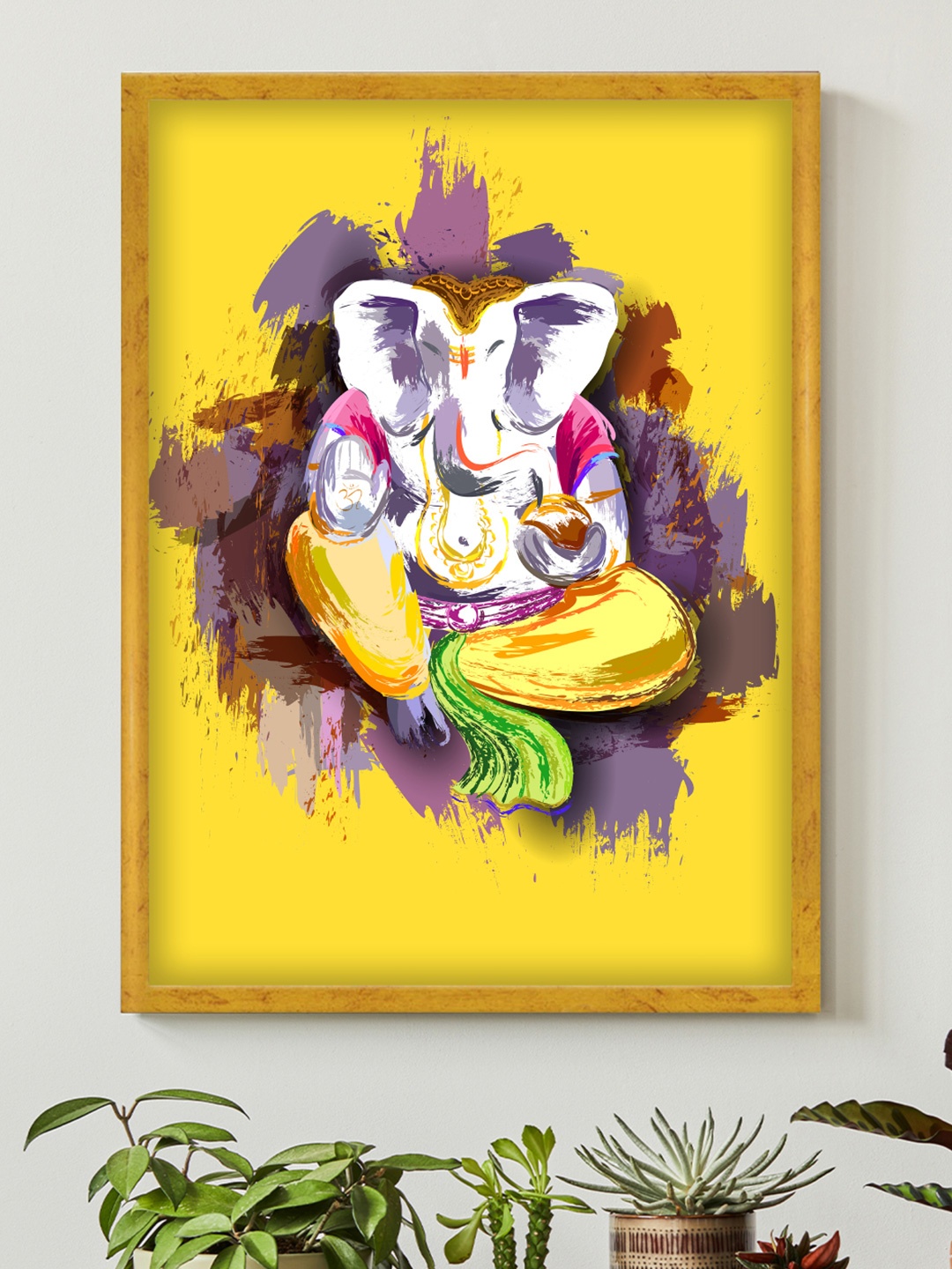 

Art Street Yellow & White Lord Ganesha Framed Painting Wall Art