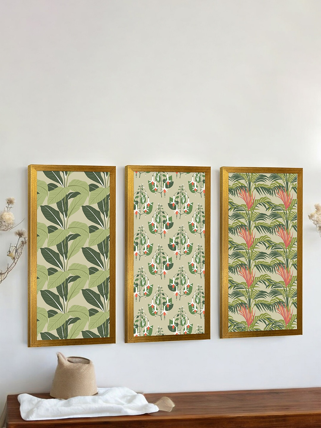 

Art Street Pink & Green 3 Pieces Floral and Botanical Wall Paintings