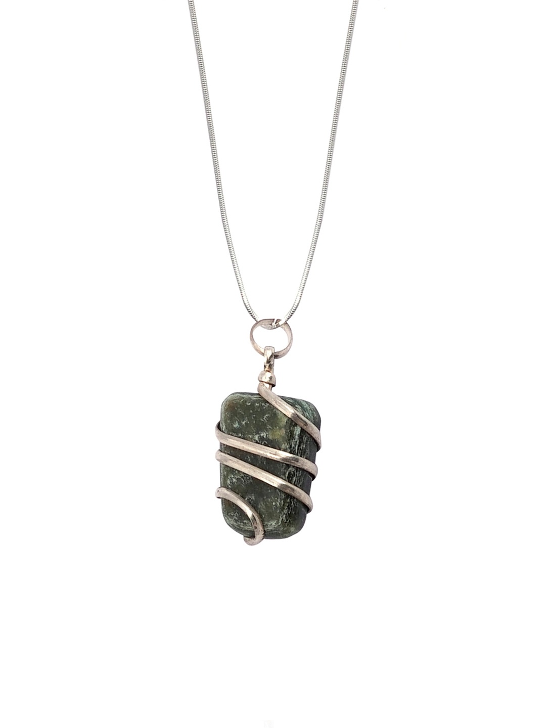 

SWASHAA Silver-Plated Wire Wrapped Tumble-Shaped Pendant with Chain