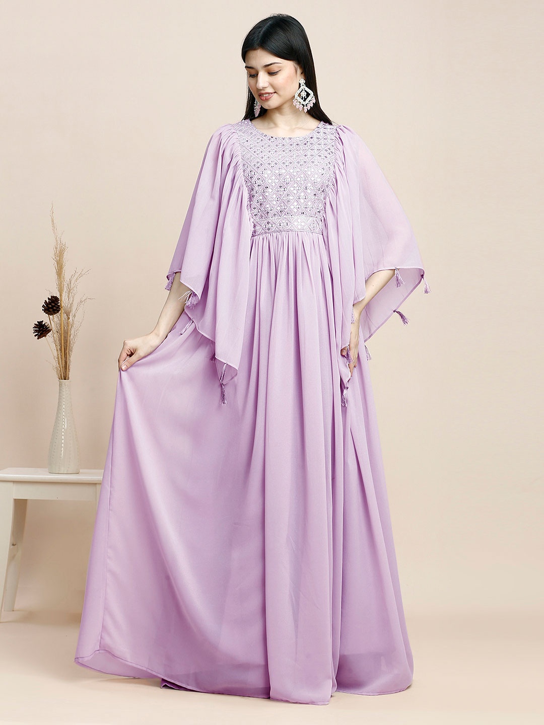 

MADHURAM Women Embroidered Maxi Dress, Pink