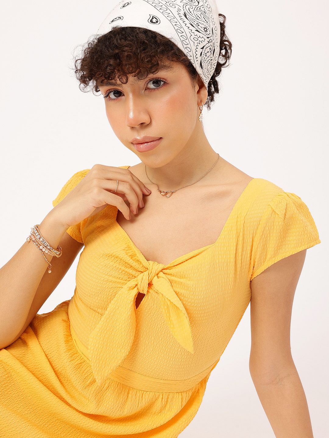 

DressBerry Dreamy Drip Seersucker A-Line Mini Dress, Yellow