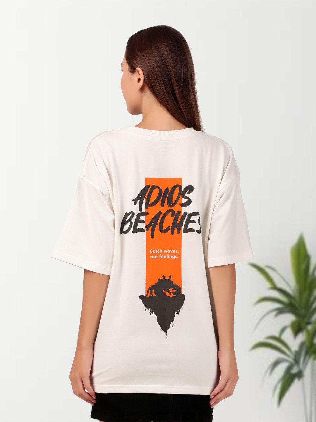 

Untamed Clothing Women Graphic Printed Round Neck Cotton Oversized T-Shirt, White