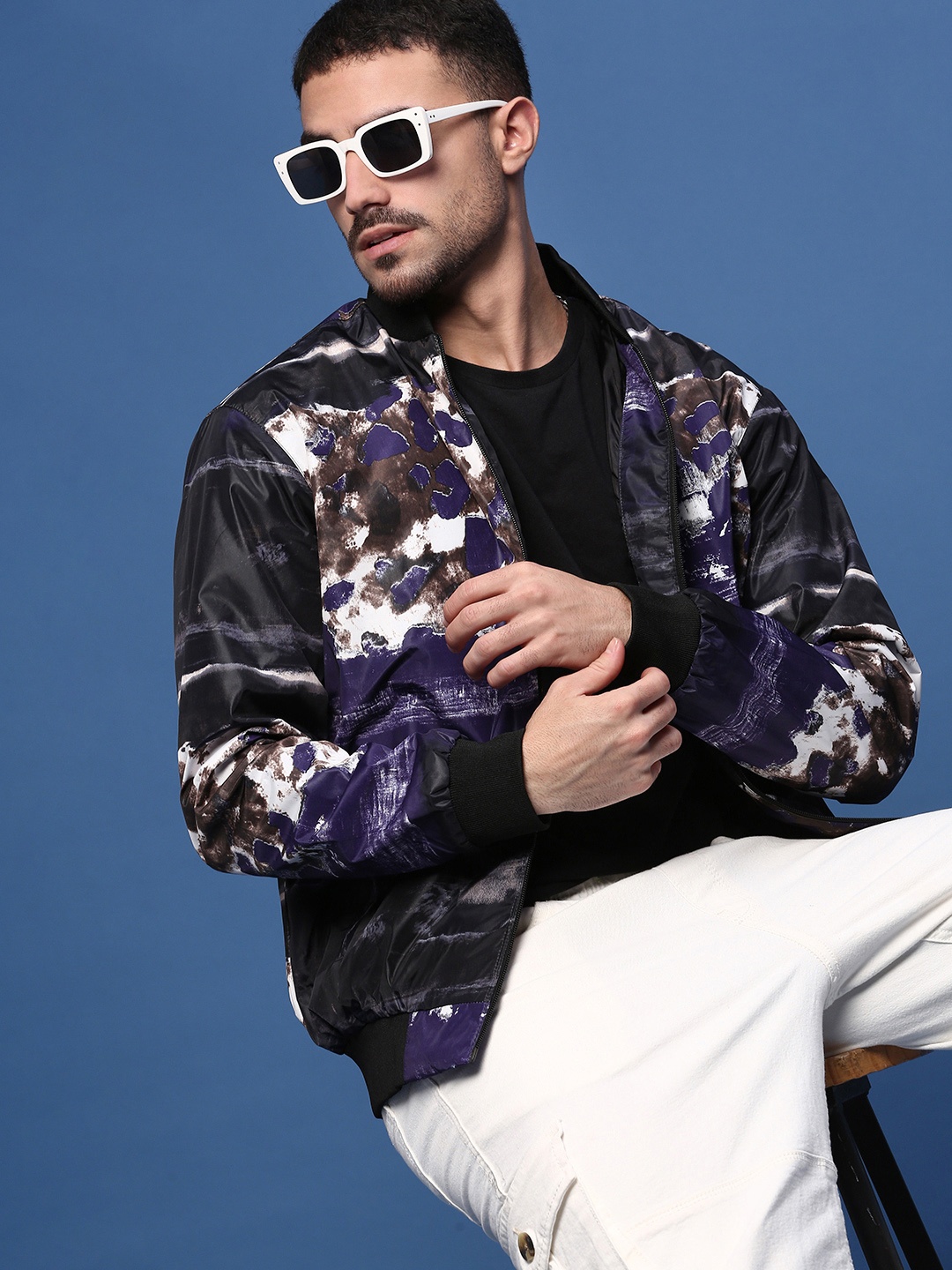 

SHOWOFF Men Windcheater Bomber Jacket, Black