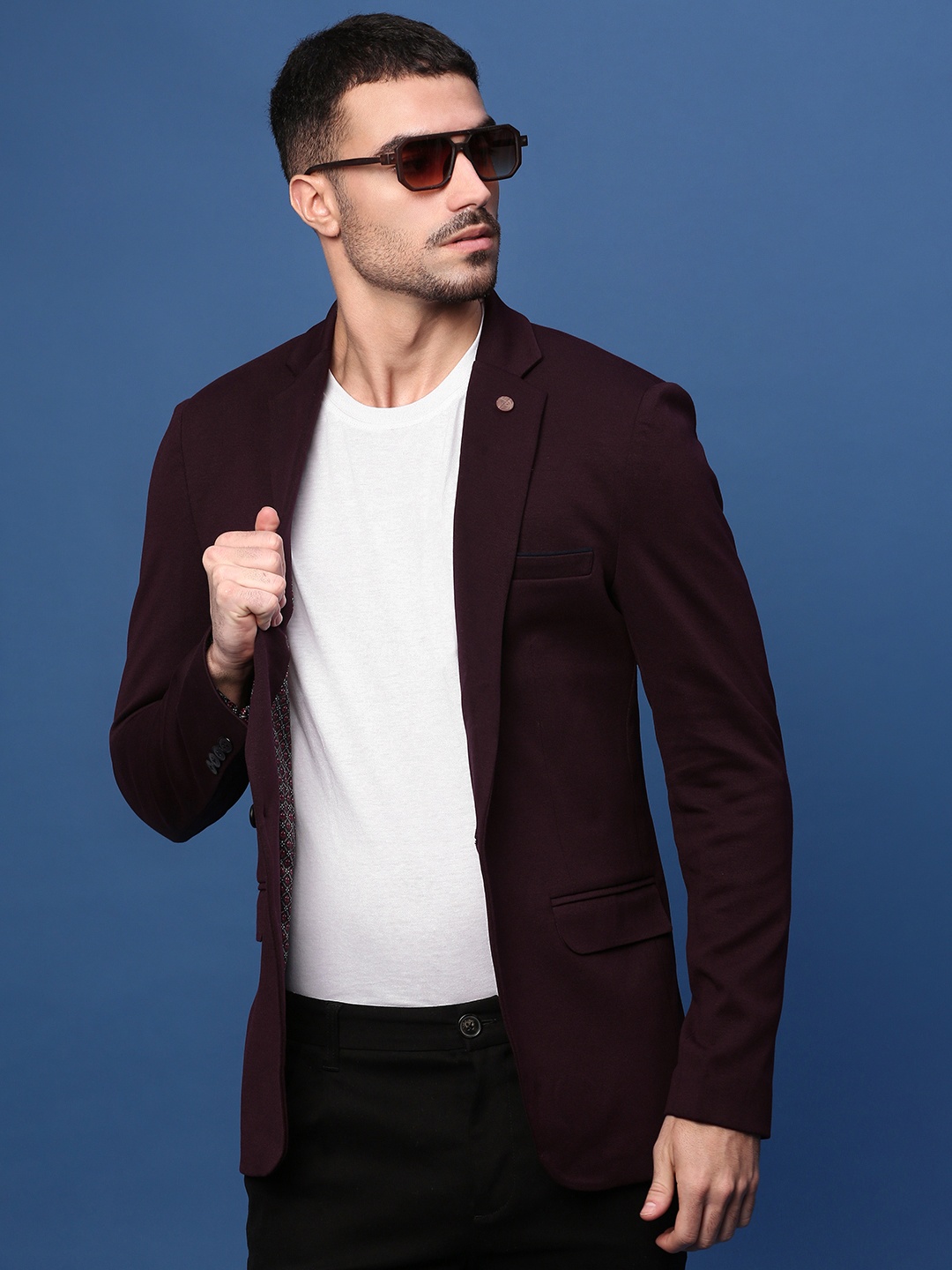 

SHOWOFF Slim Fit Cotton Single Breasted Casual Blazers, Purple