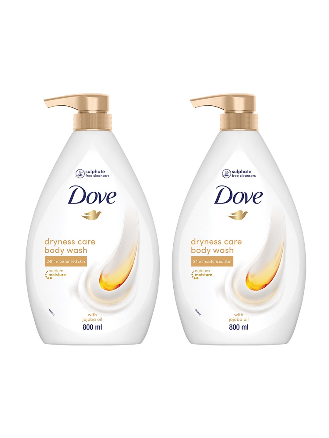 

Dove Set Of 2 Dryness Care Body Wash with Jojoba Oil for Moisturised Skin - 800ml Each, White