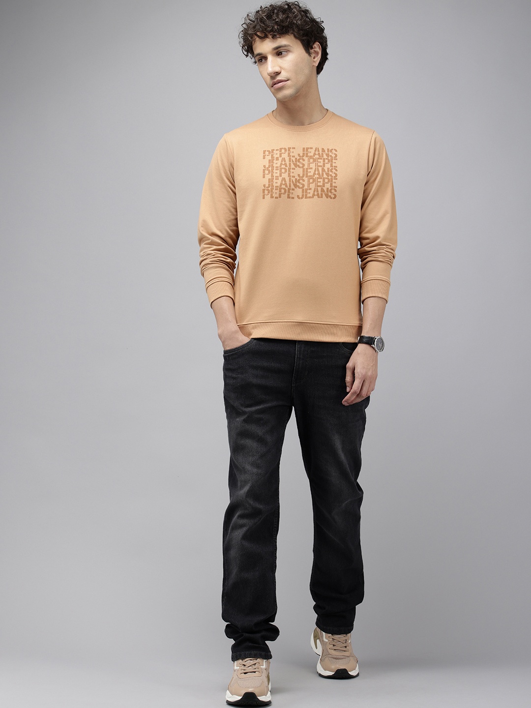 

Pepe Jeans Brand Logo Printed Sweatshirt, Beige