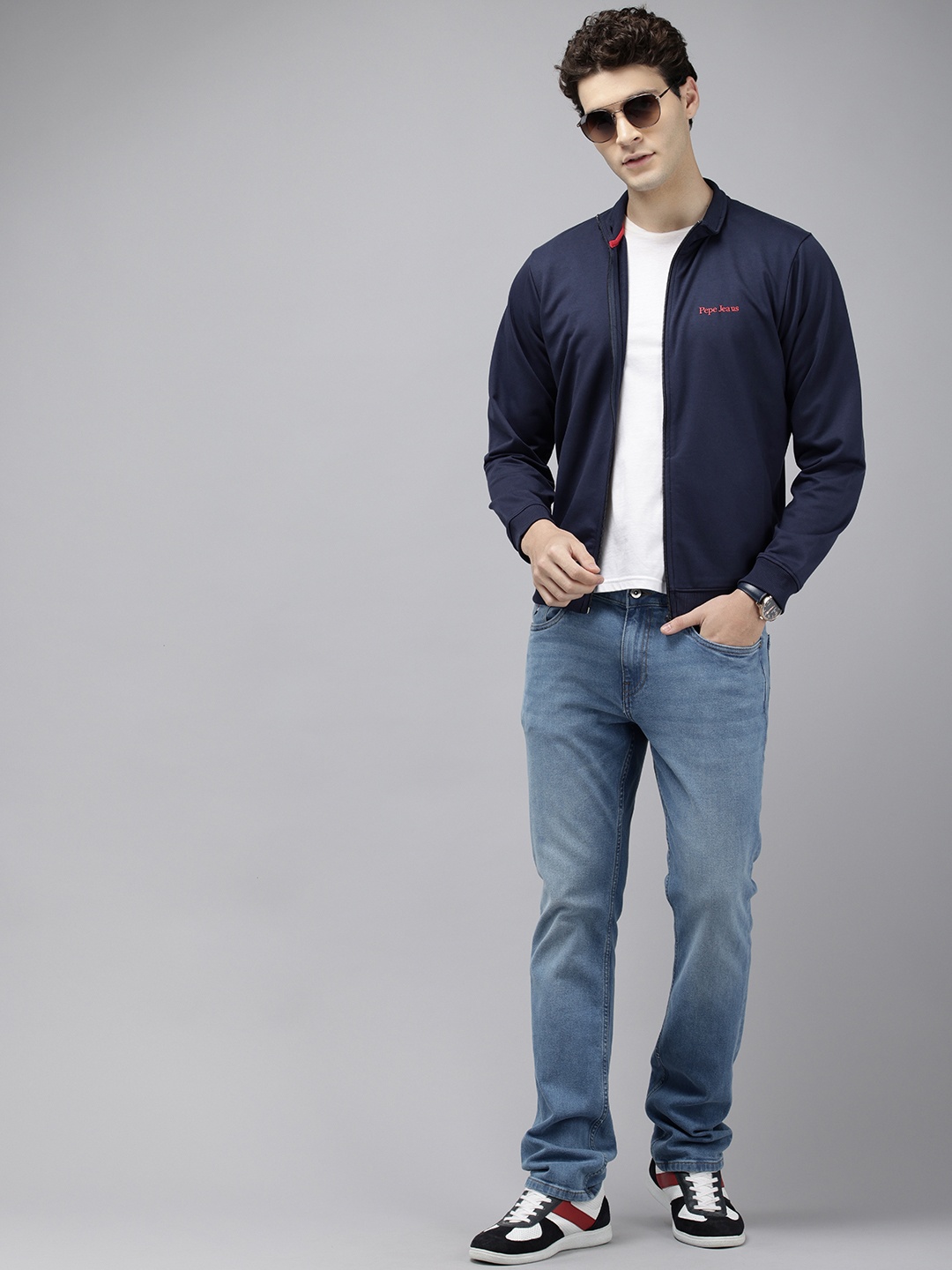 

Pepe Jeans Mock Collar Front-Open Sweatshirt, Navy blue