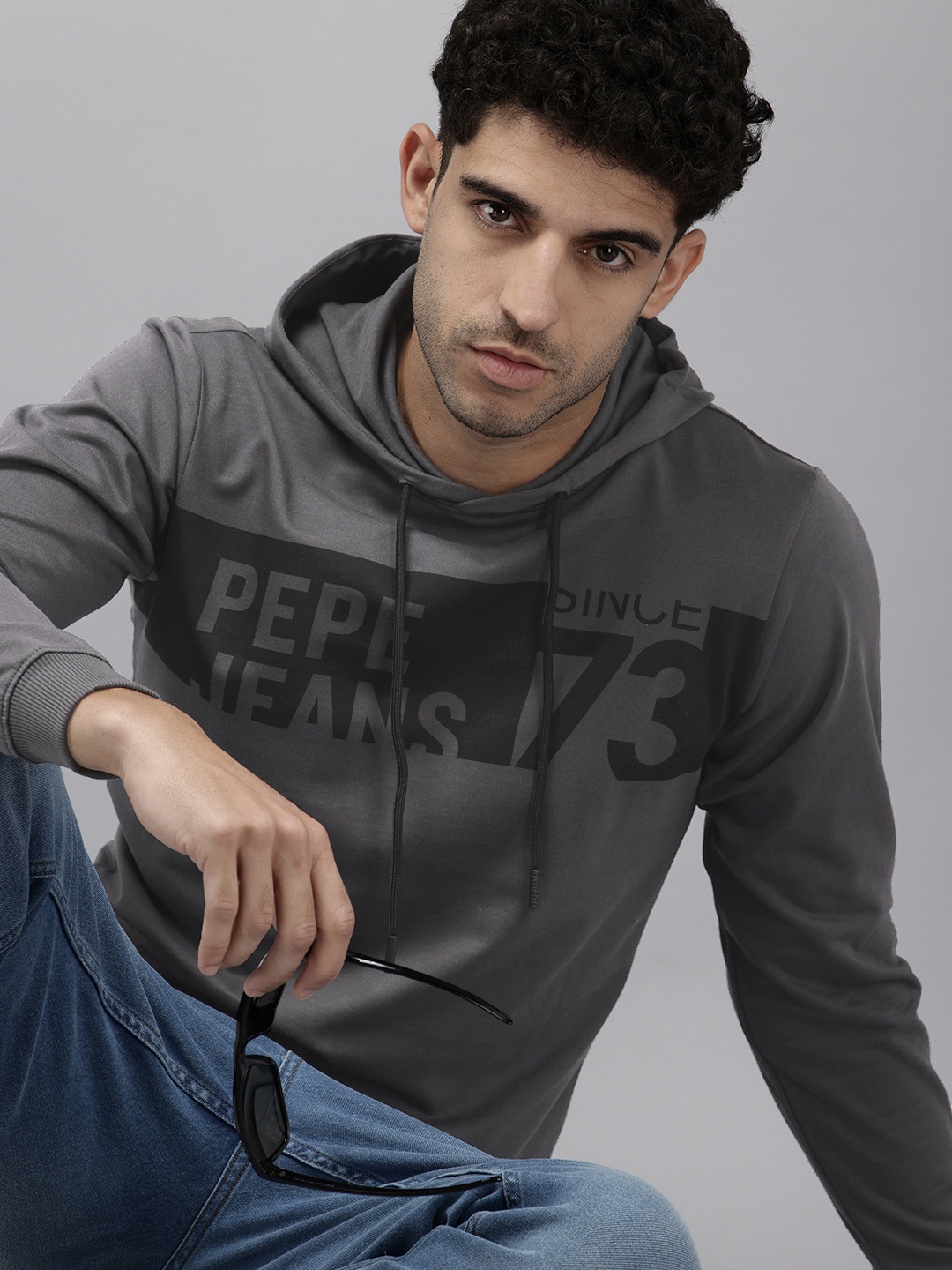 

Pepe Jeans Printed Hooded Sweatshirt, Grey