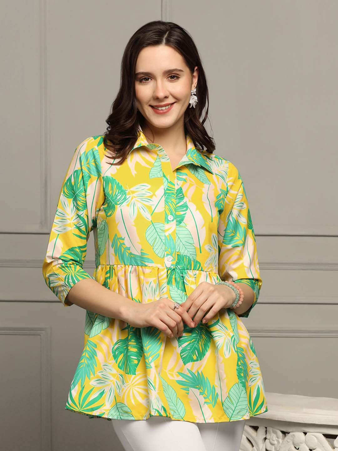 

BAESD Print Ethnic Crepe Top, Yellow