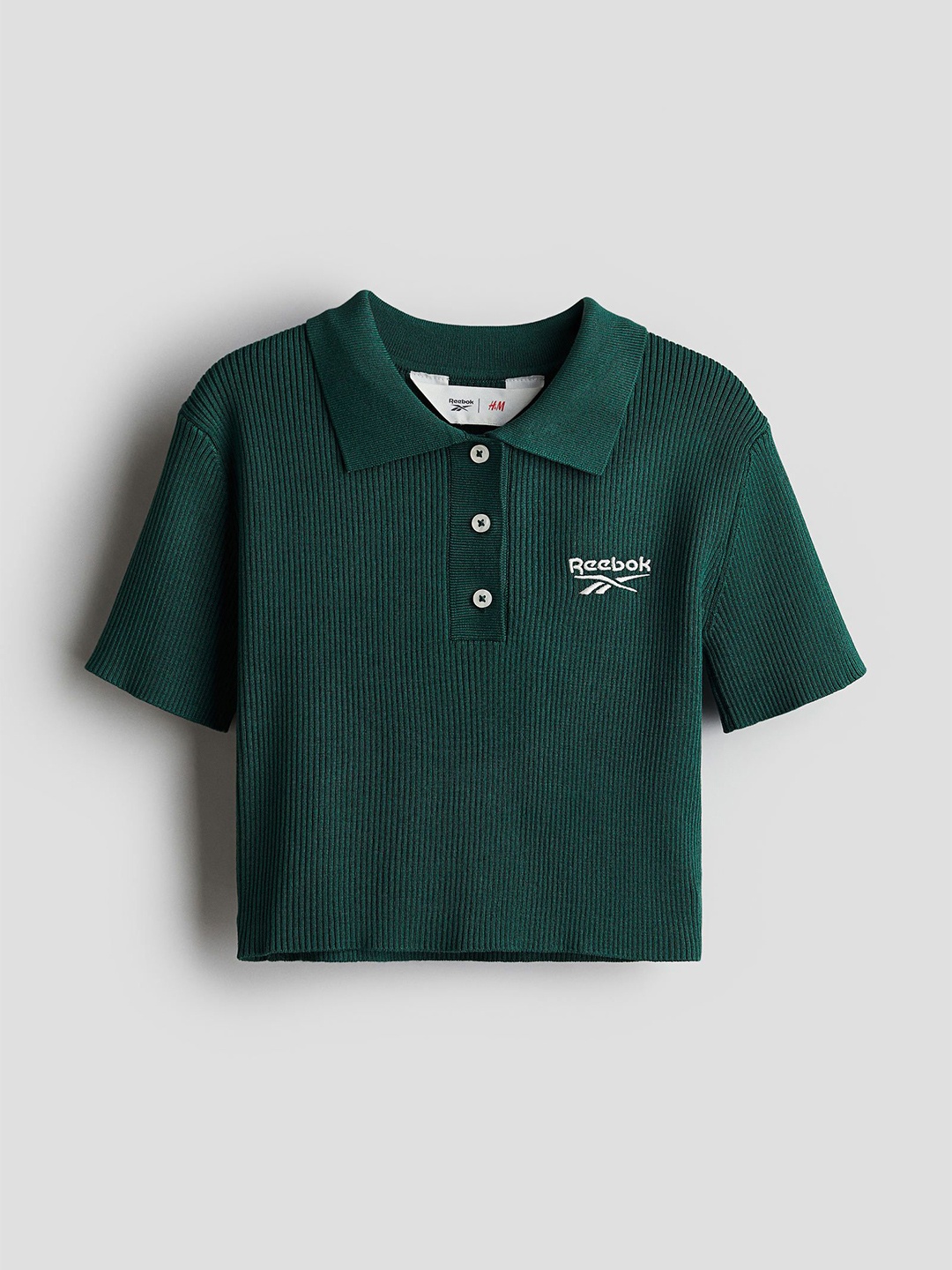 

H&M Girls Embroidered-Detail Polo Shirt, Green