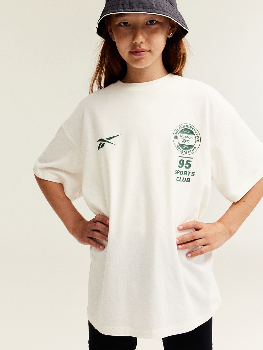 

H&M Girls Oversized Print-Motif T-shirt, White