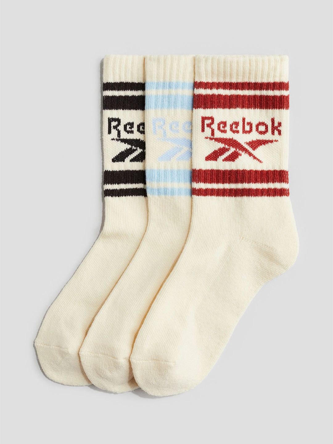 

H&M x Reebok Boys Pack Of 3 Ribbed Socks, Beige