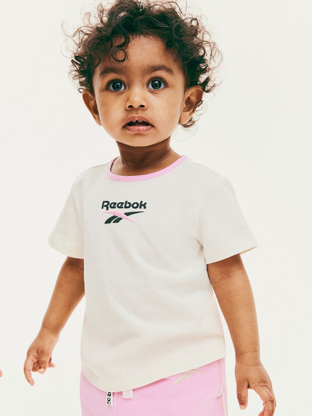 

H&M x Reebok Girls Print-Motif T-Shirt, White