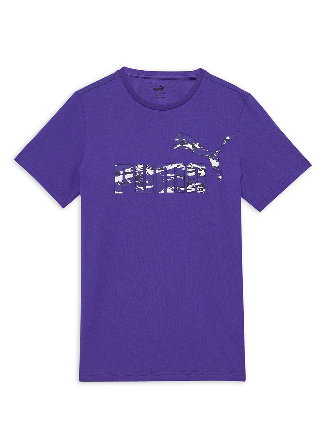 

Puma Boys ESS CAMO Graphic Brand Logo Pure Cotton T-shirt, Purple