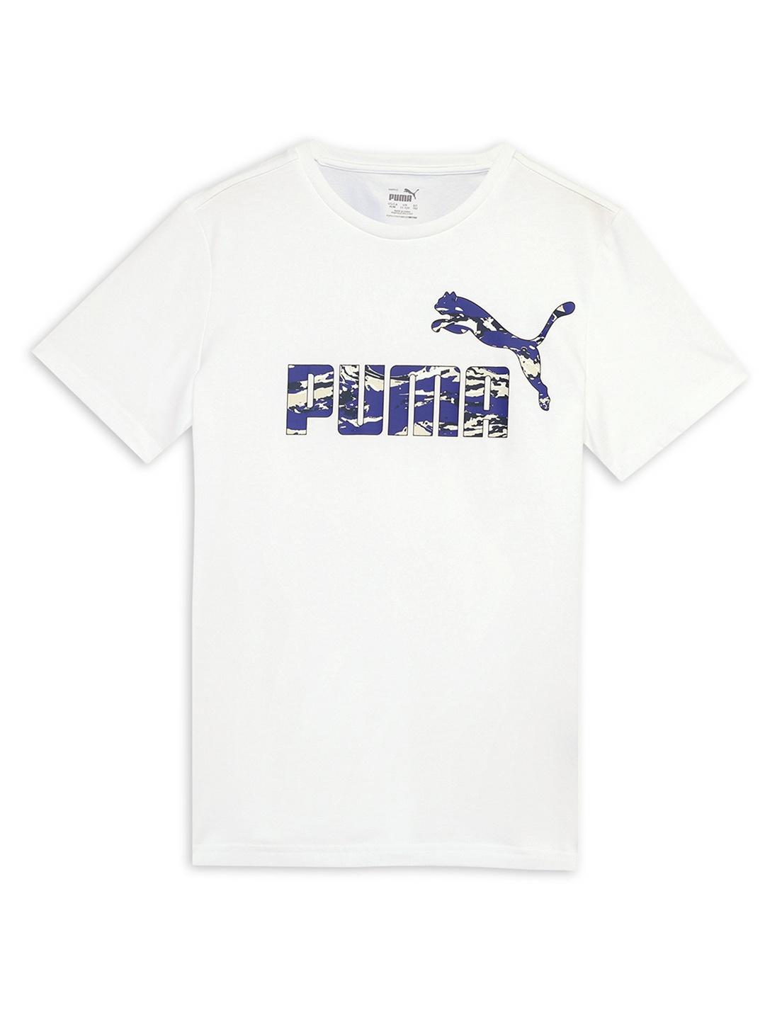 

Puma Boys ESS CAMO Graphic Brand Logo Pure Cotton T-shirt, White