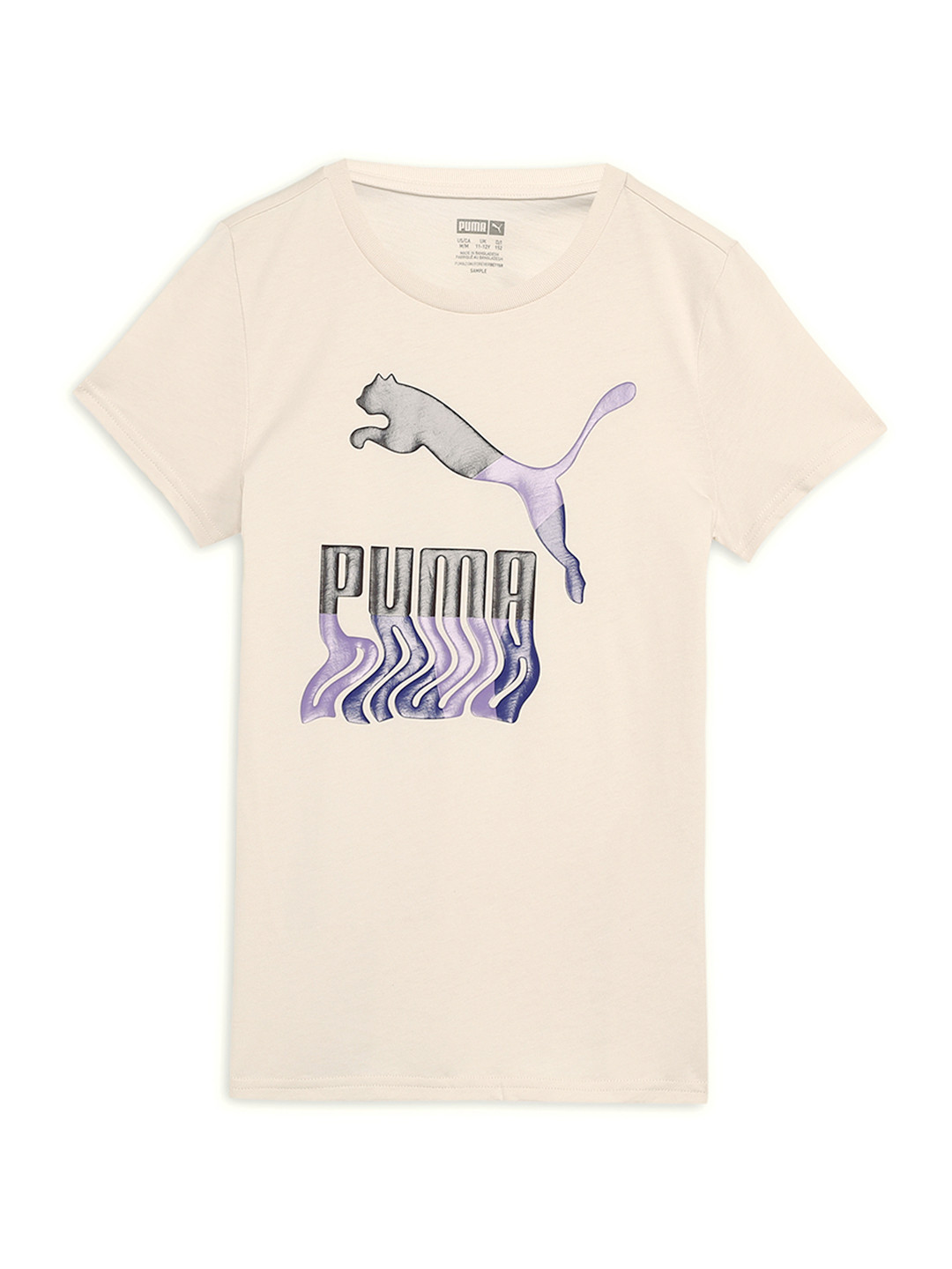 

Puma Girls Brand Logo Pure Cotton T-shirt, Beige
