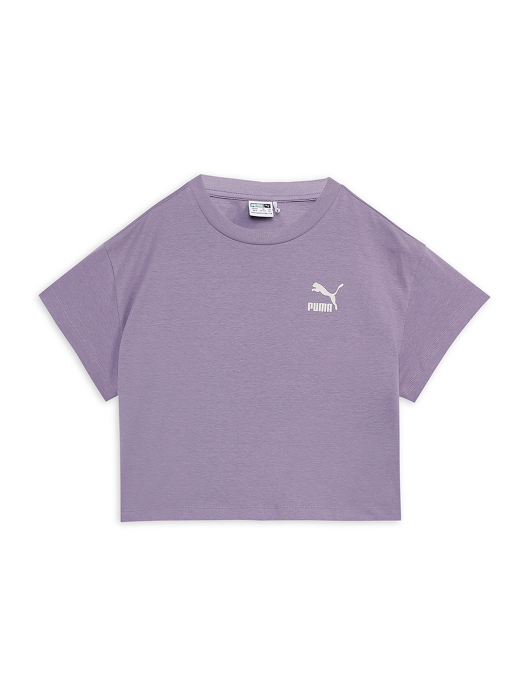 Puma Girls BETTER CLASSICS Brand Logo Pure Cotton T-shirt, Purple