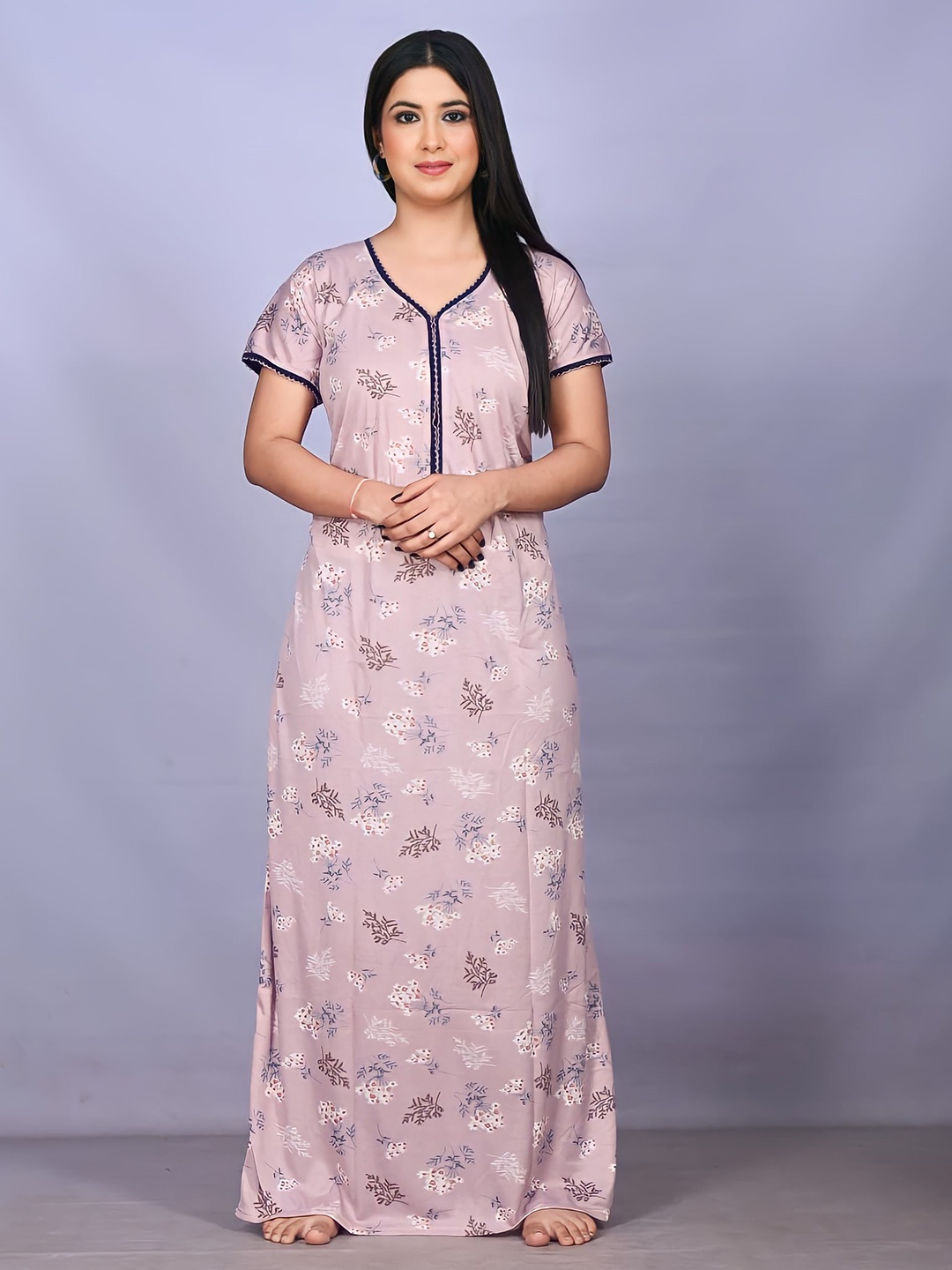 

G4Girl Printed Maxi Nightdress, Violet