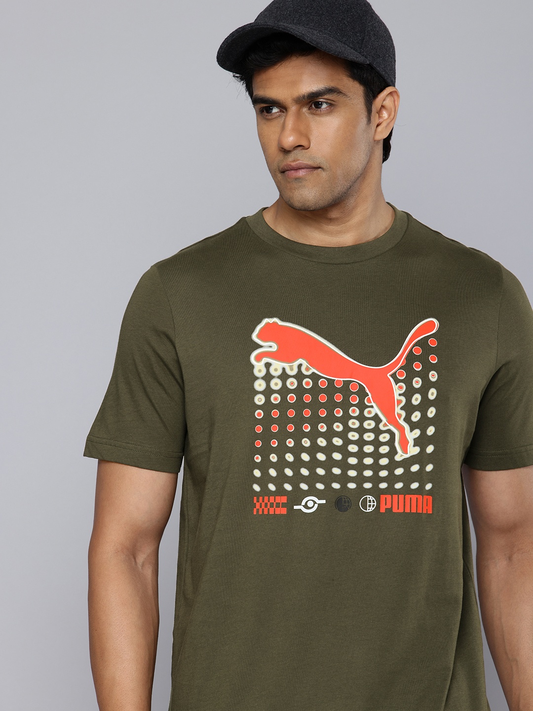 

Puma GRAPHICS Cat Gradient Printed Pure Cotton Outdoor T-shirt, Olive