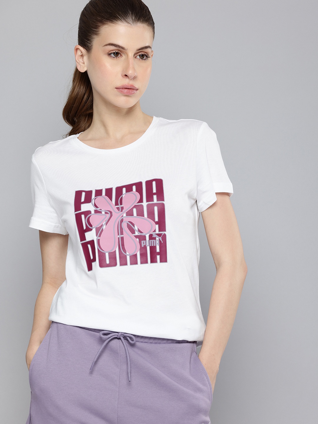 Puma Brand Logo Printed Pure Cotton Outdoor T-shirt, White