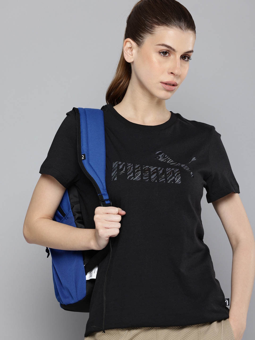 

Puma Brand Logo Printed Pure Cotton T-shirt, Black
