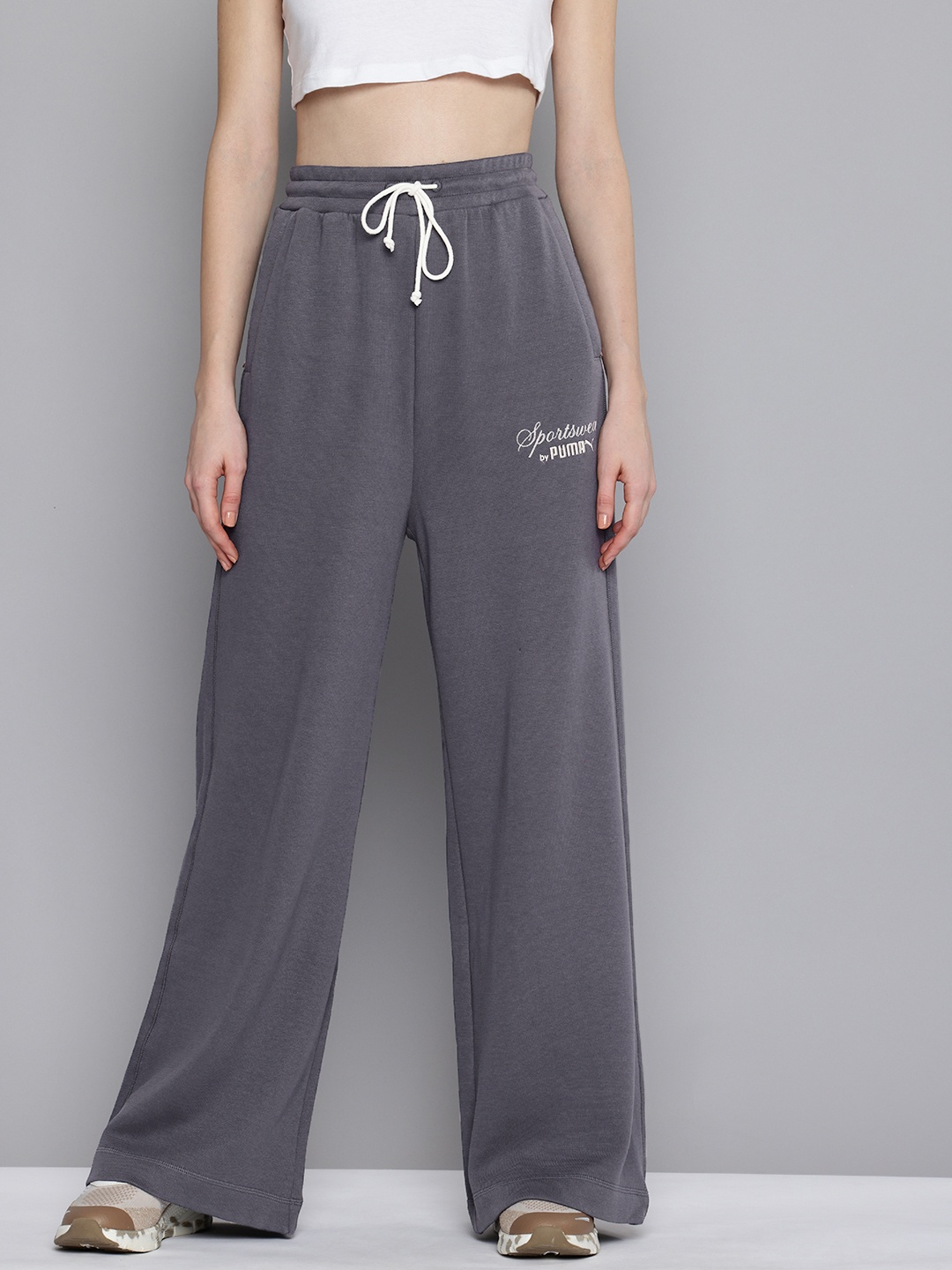 

Puma Women Classics Relaxed Fit Pure Cotton Track Pants, Grey