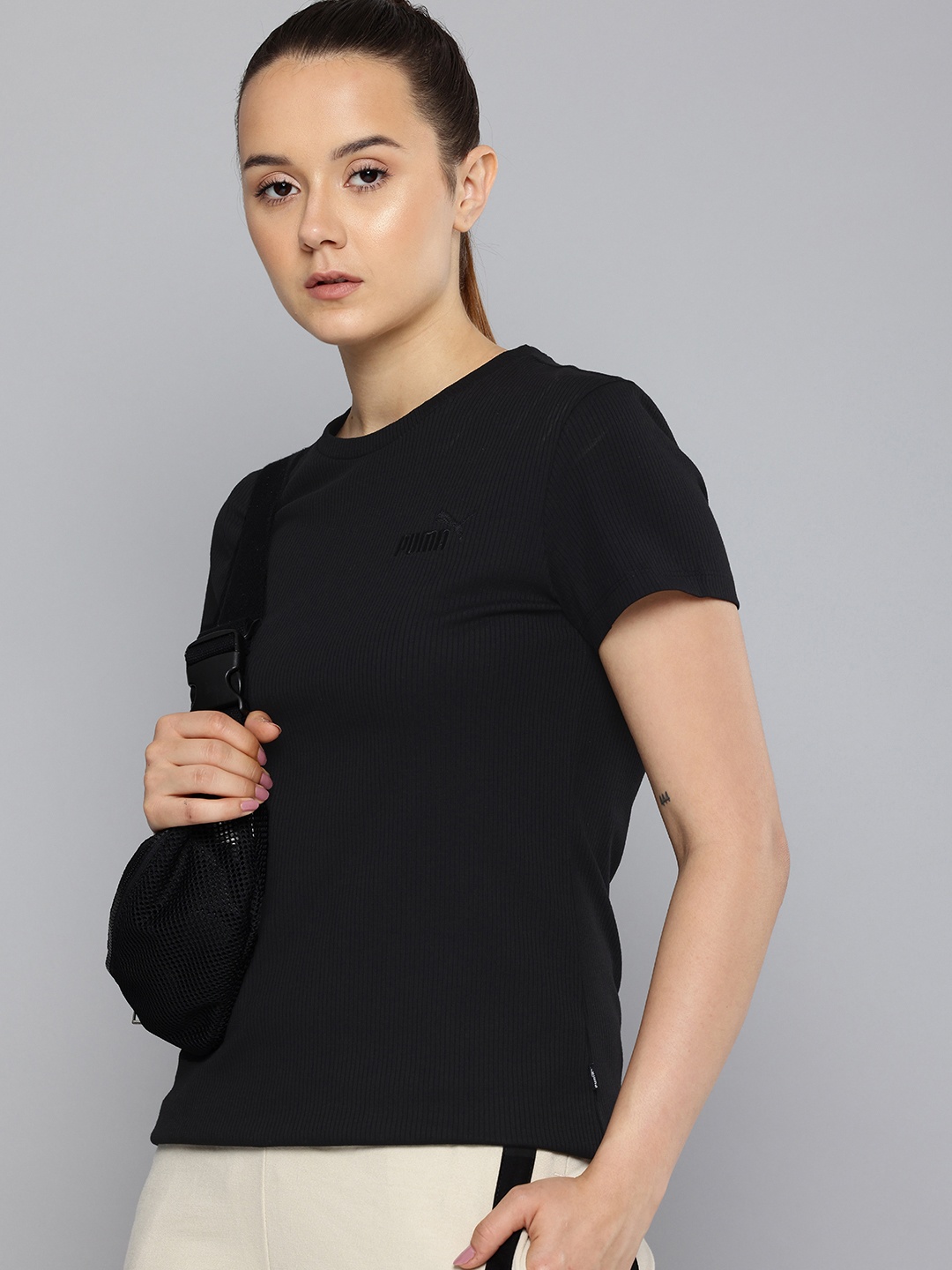 

Puma ELEVATED Self Striped T-shirt, Black