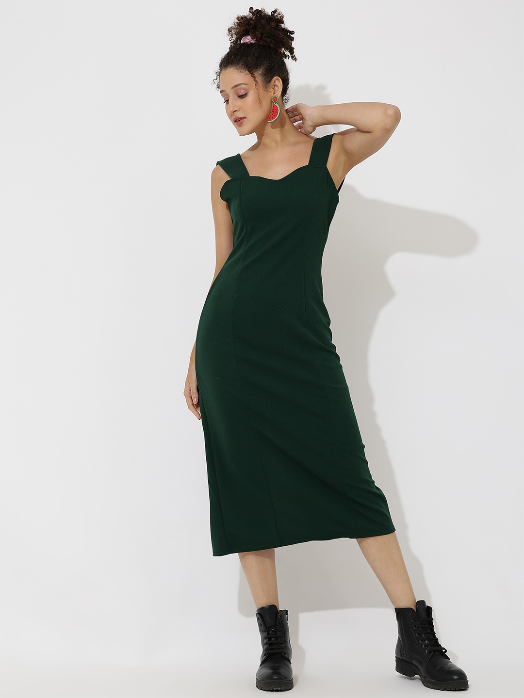 

DressBerry Solid Bodycon Midi Dress, Sea green