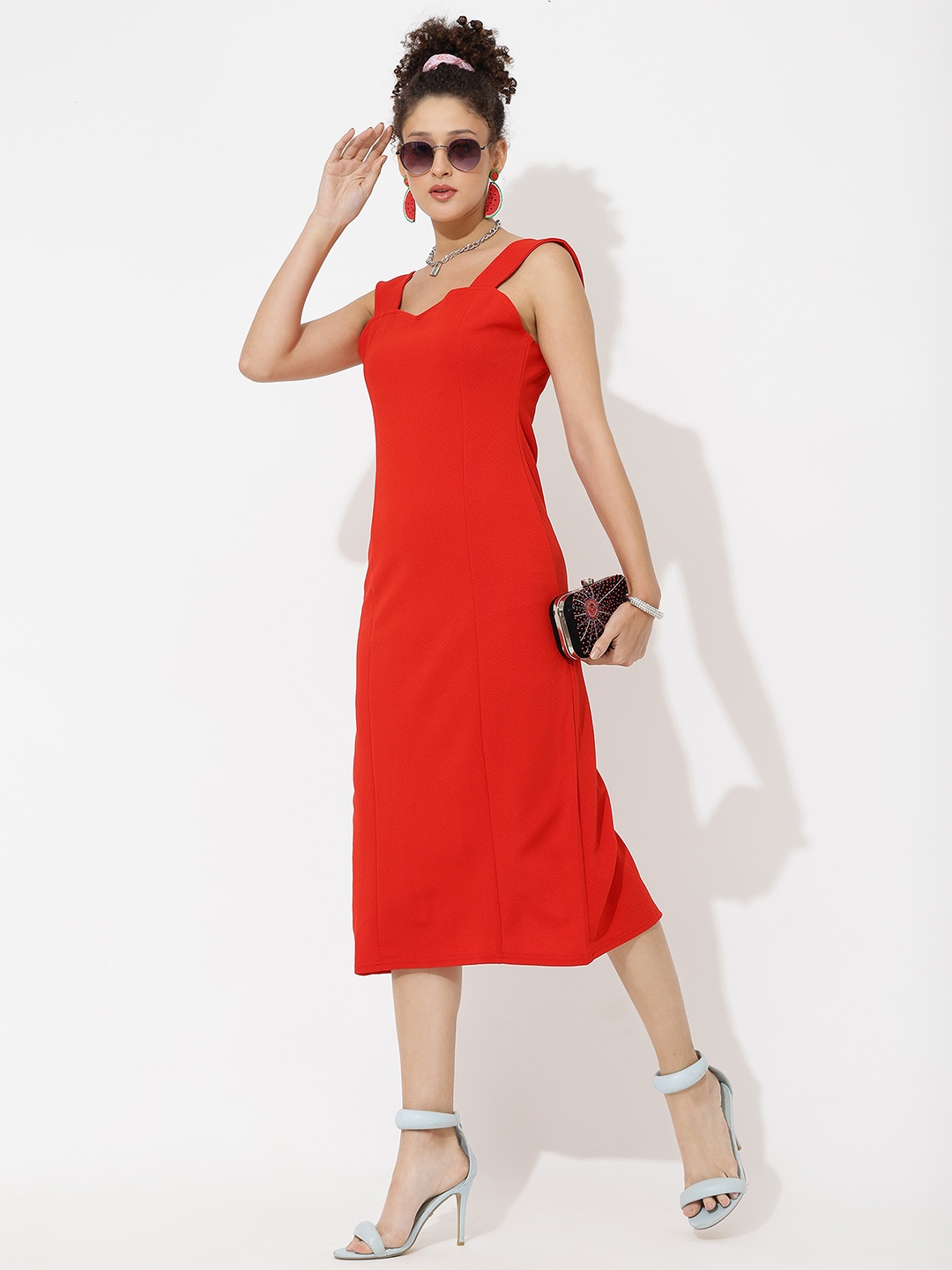 

DressBerry Solid A-Line Dress, Red