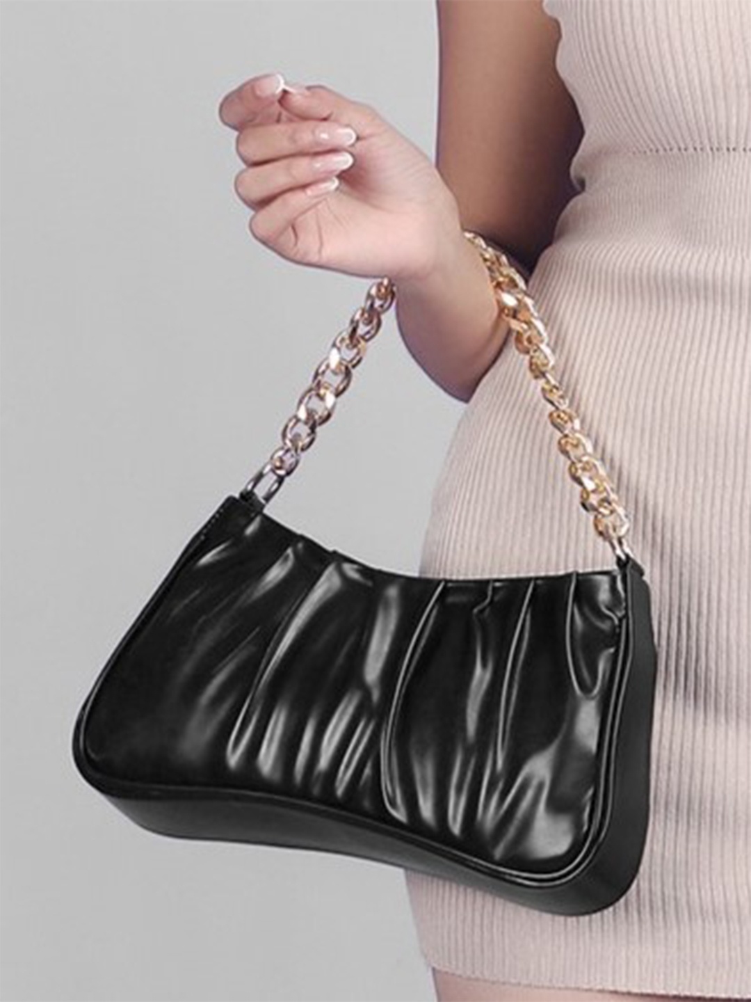 

ALL ABOUT HER PU Bowling Sling Bag with Tasselled, Black
