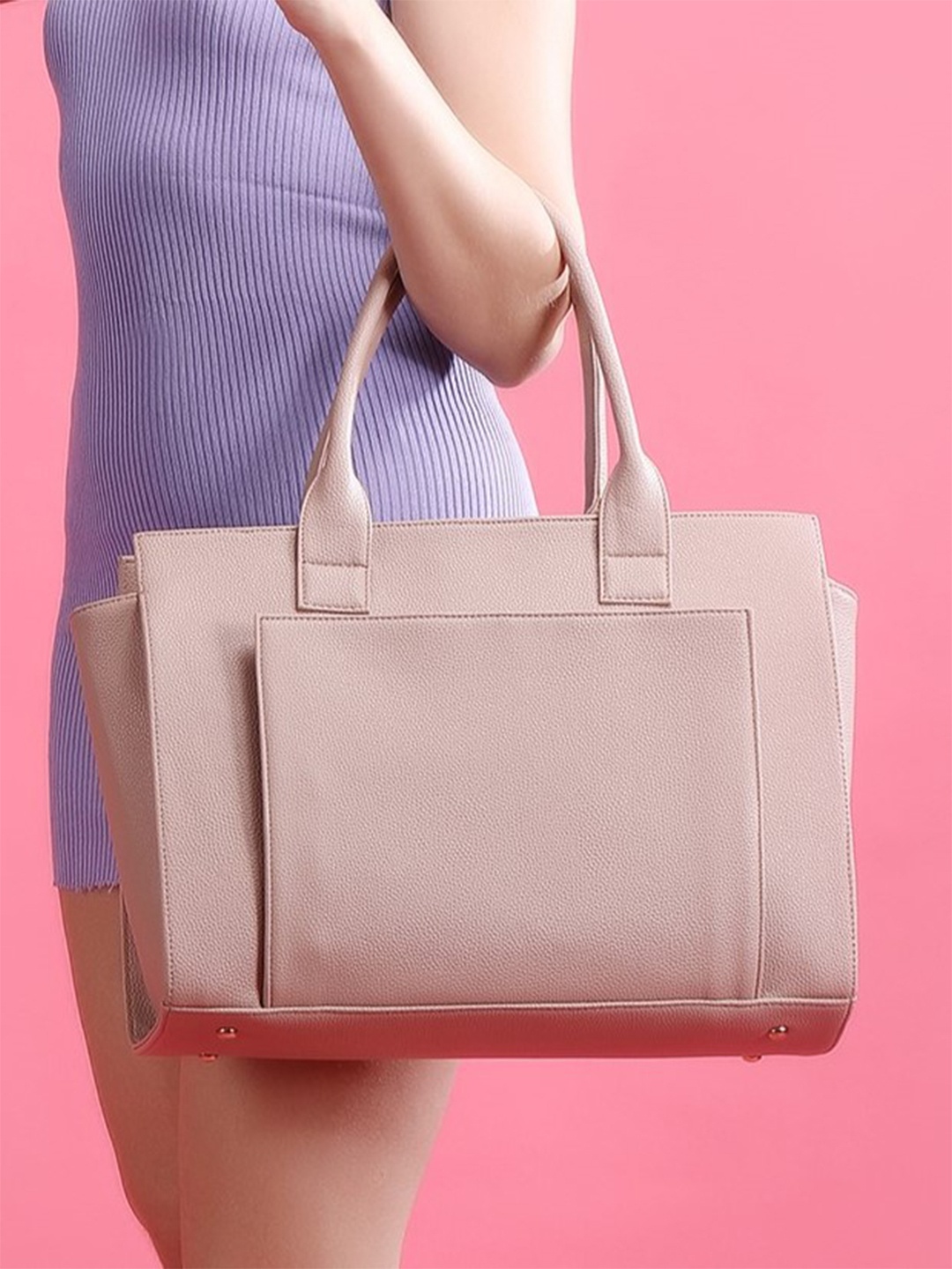 

ALL ABOUT HER PU Oversized Swagger Tote Bag, Nude