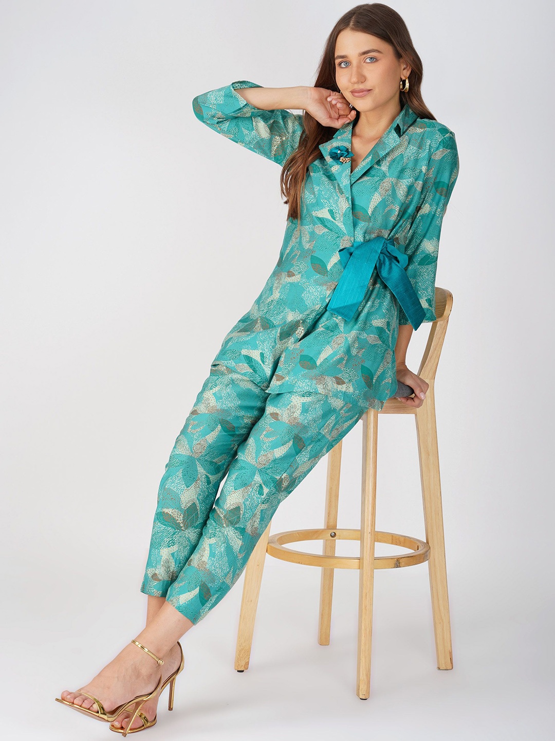 

Bindigasm Printed Blazer With Trousers, Green