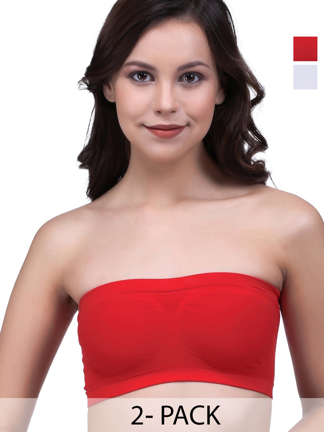 

INDIROCKS Pack Of 2 Full Coverage Seamless Non Padded Tube Bra, White