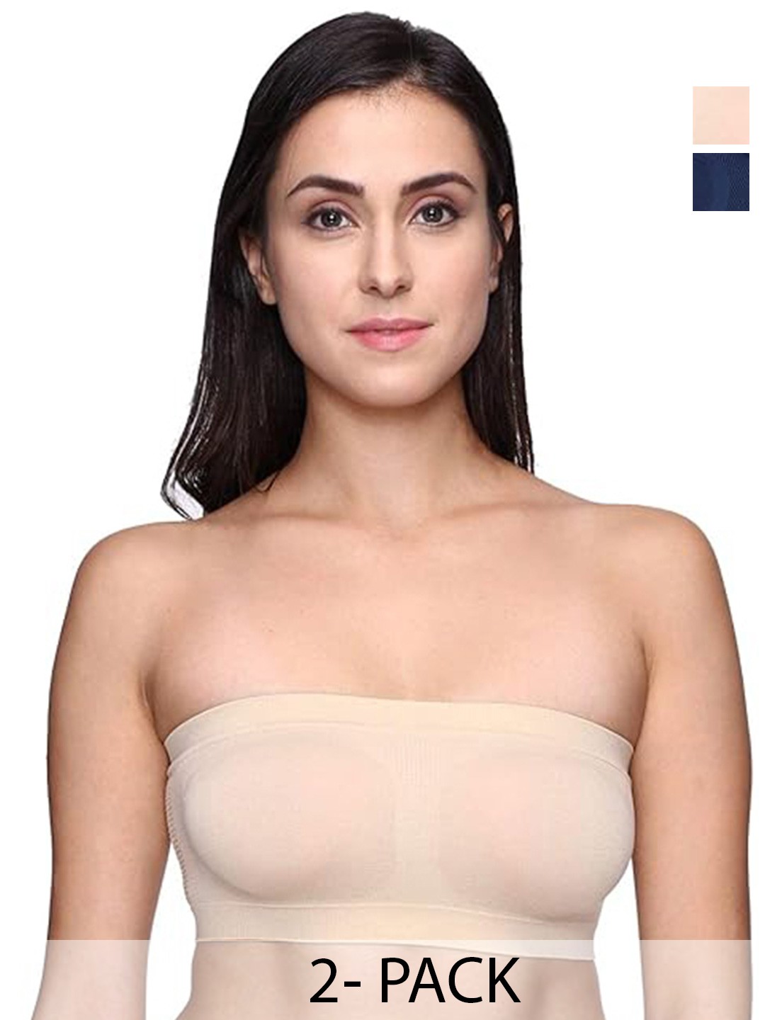 

INDIROCKS Pack Of 2 Full Coverage Non Padded Tube Bra Stretchable, Beige